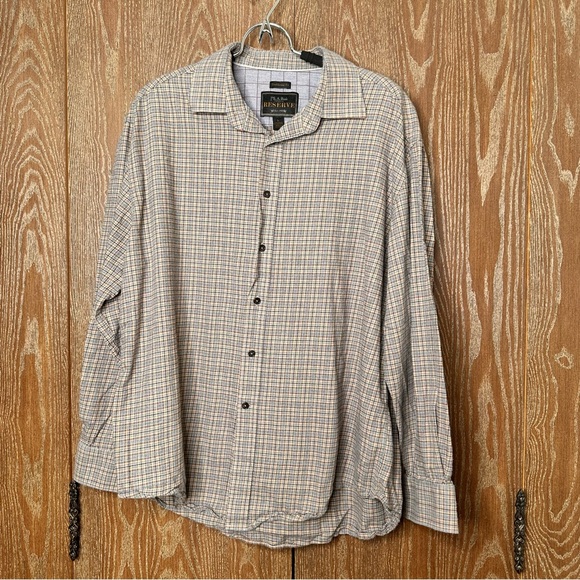 Jos. A. Bank Reserve Cashmere Blend Men's Button Down Tan Plaid Lg Long Sleeve - Picture 1 of 8